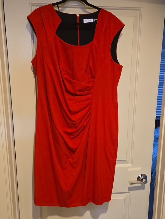 Calvin Klein Dresses & Skirts - Calvin Klein Vibrant Red Draped Midi Dress